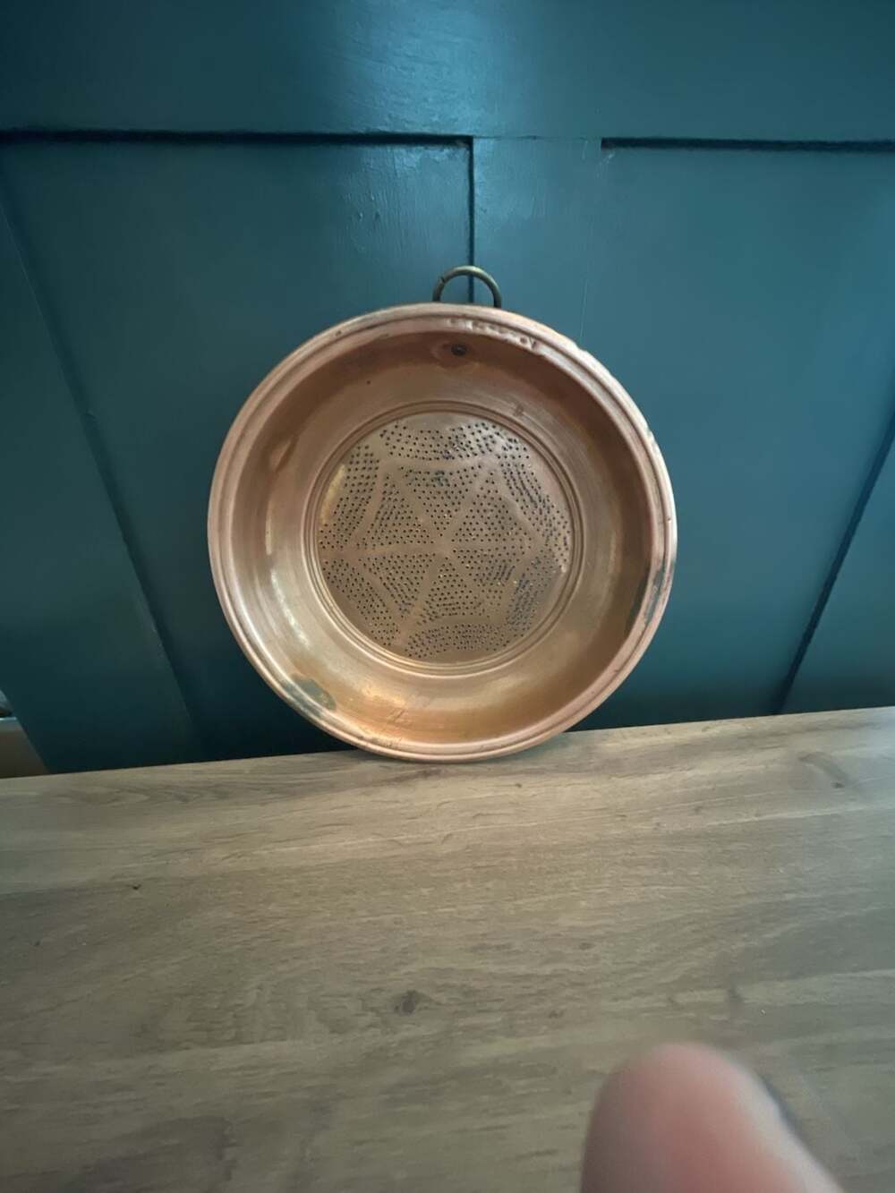 Vintage Hand-Crafted Copper Sieve Strainer with Hanging Loop! HEAVY!